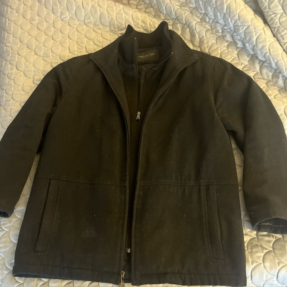 Marc New York Andrew Marc M Charcoal Wool Blend Double Breasted Jacket